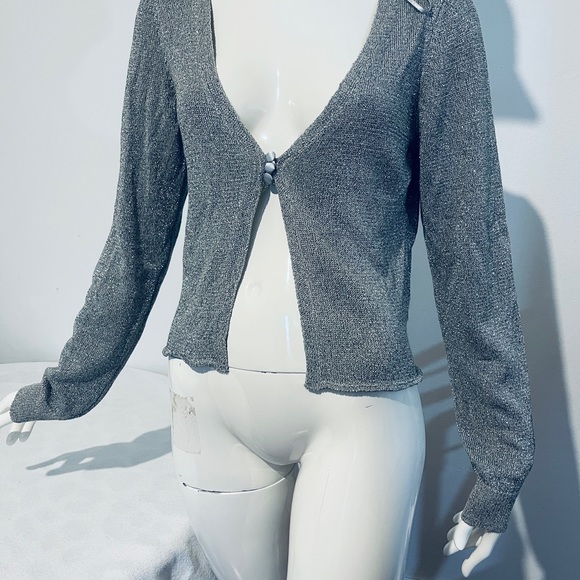 Free People Emmaline Shimmer Cropped Cardigan NWOT - Picture 5 of 14